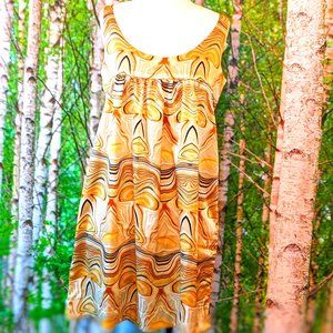 3/$15 NWT Vintage Y2K Gold 70s Retro Pyschedelic Baby Doll Dress